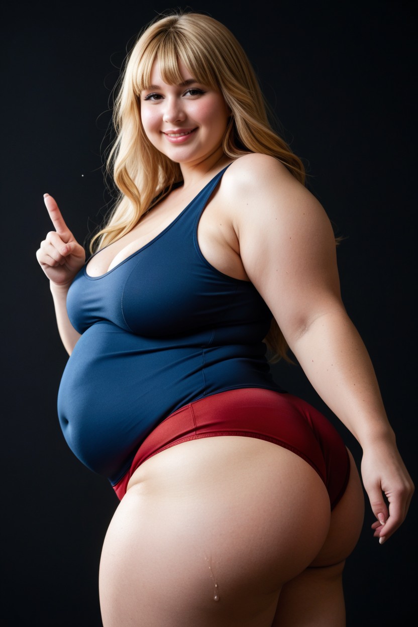 Round Puffy Face, Sweaty, Chubby BBW AI Porn