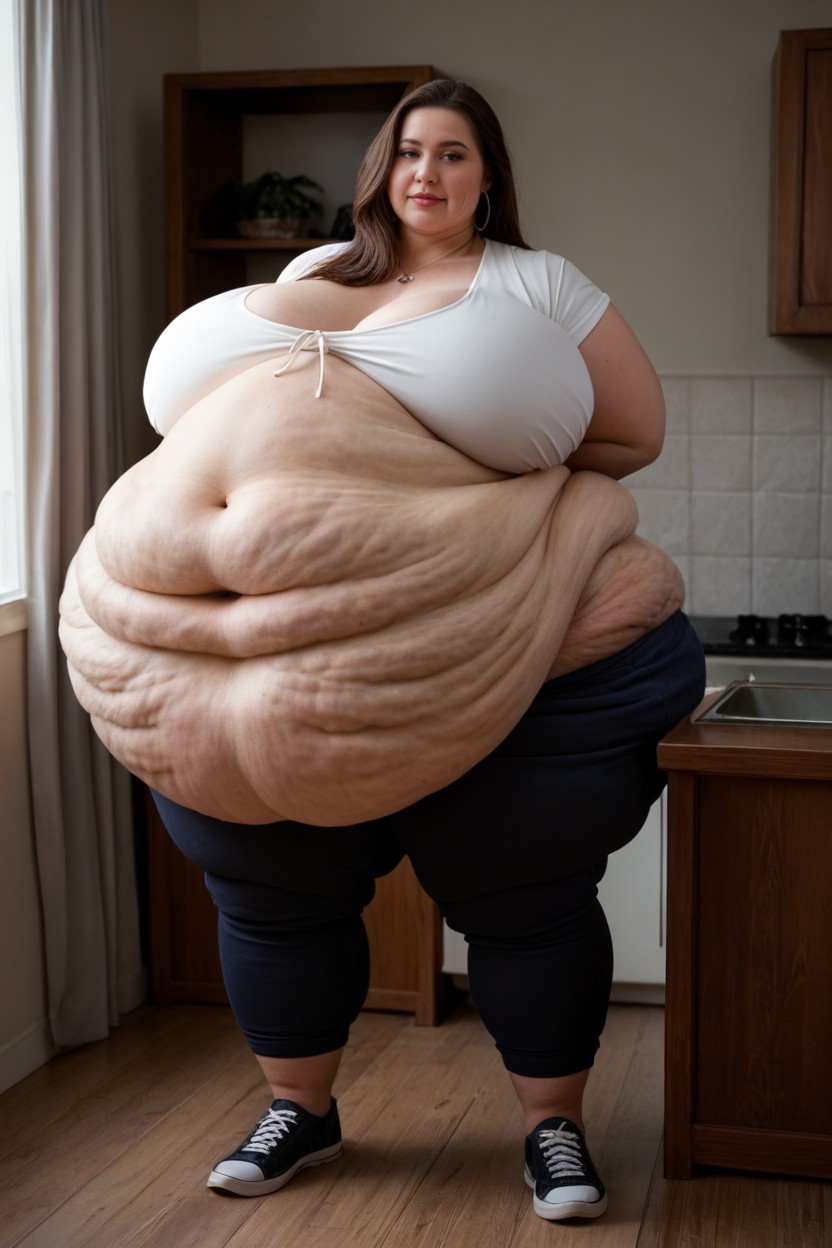 Full Body View, Small Ass, Morbidly Obese BBW AI Porn
