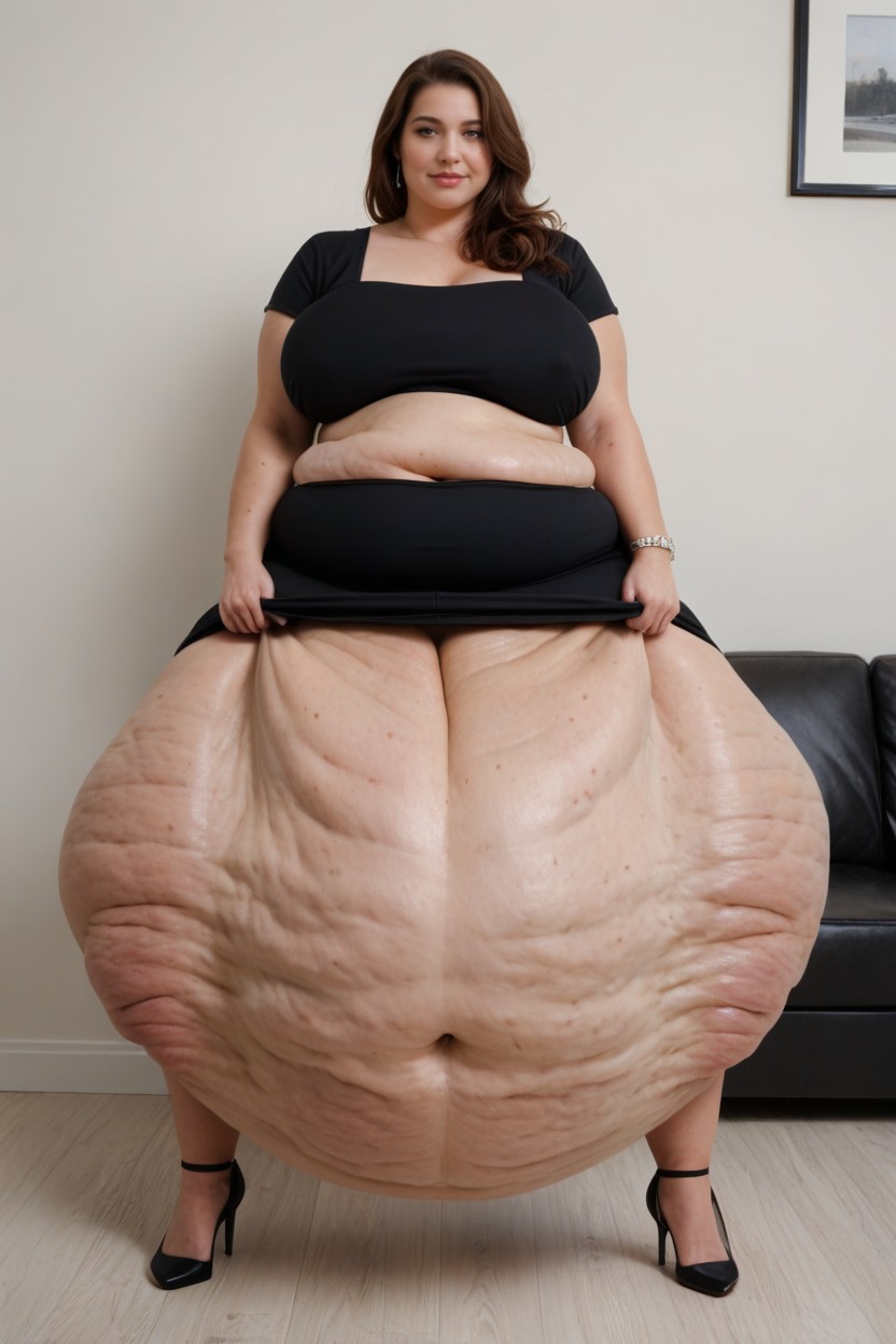 Small Ass, Huge Hanging Bellyimpossibly Hyper Colossal Hanging Belly, She Is A Hair Cutter In A Barber Shop She Is Wearing Pants BBW AI Porn