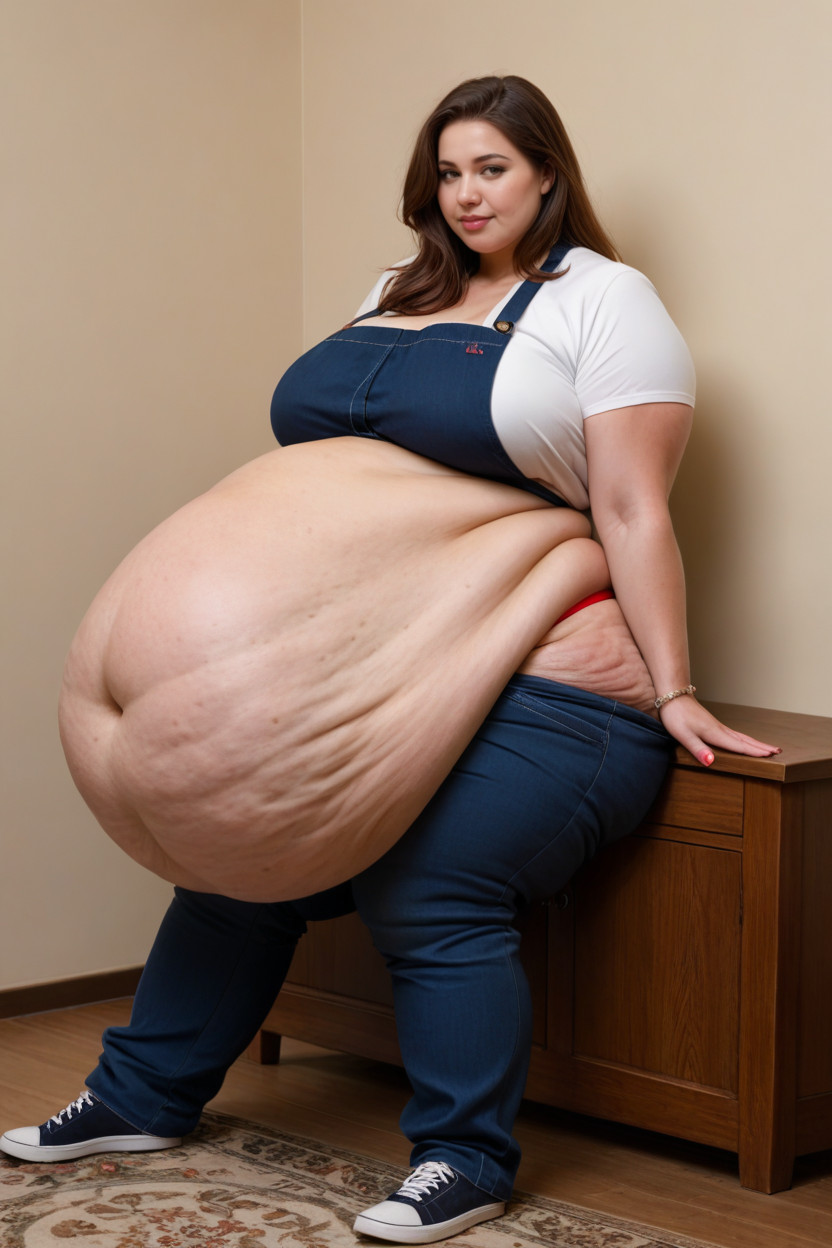 Deep Navelhyper Deep Navel, Huge Hanging Bellyimpossibly Hyper Colossal Hanging Belly, Office Pants BBW AI Porn