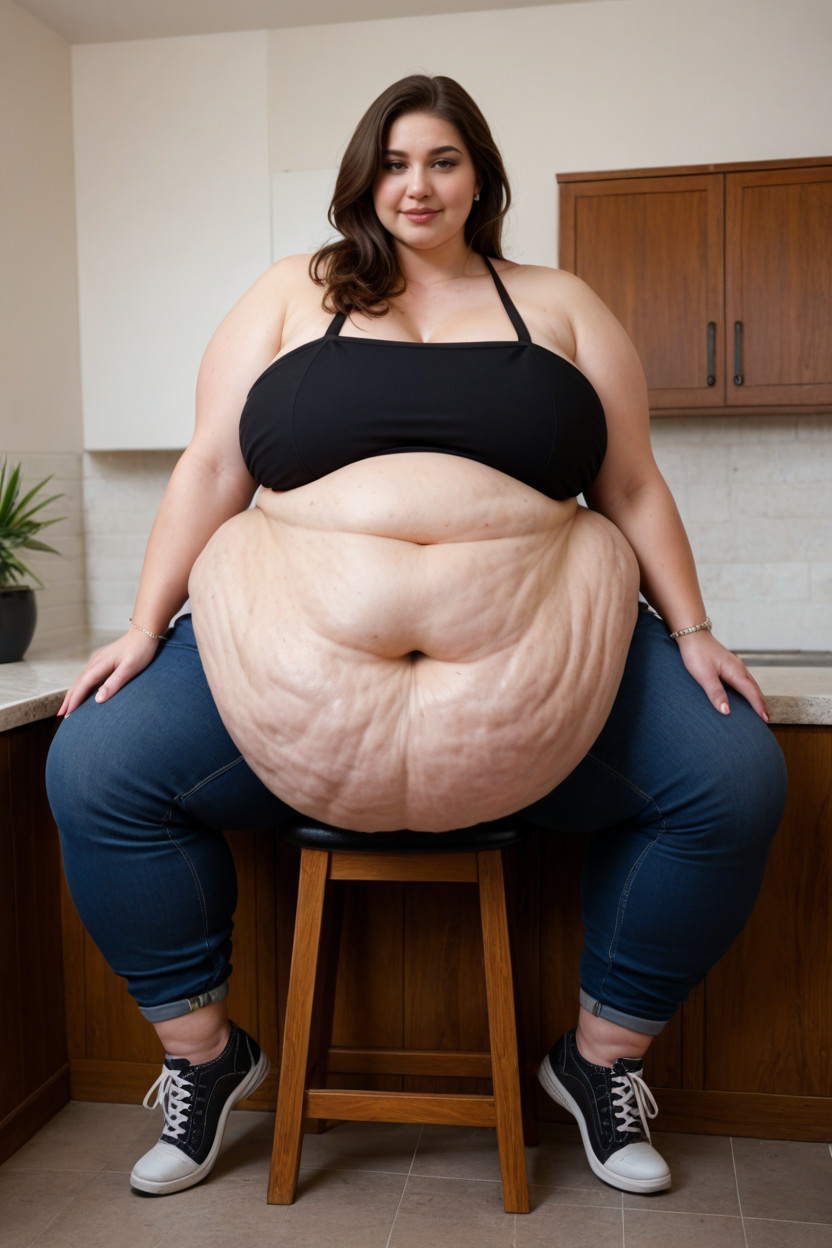 Ssbbw, Morbidly Obese, Massive Gut Roll BBW AI Porn