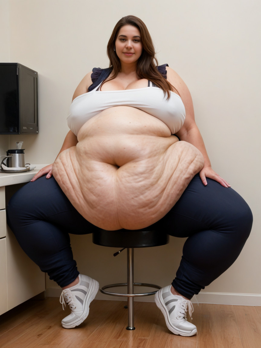 Ssbbw, Her Thighs Aren't That Fat As Most Of Her Weight Is In Her Belly, Most Of Her Weight Is In Her Bellyimpossibly Hyper Hanging Belly BBW AI Porn
