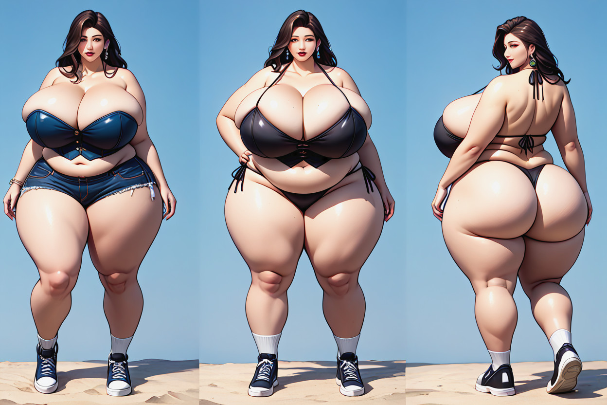 Breast Growth, Extremely Large Ass, Huge Anime Proportions BBW AI Porn