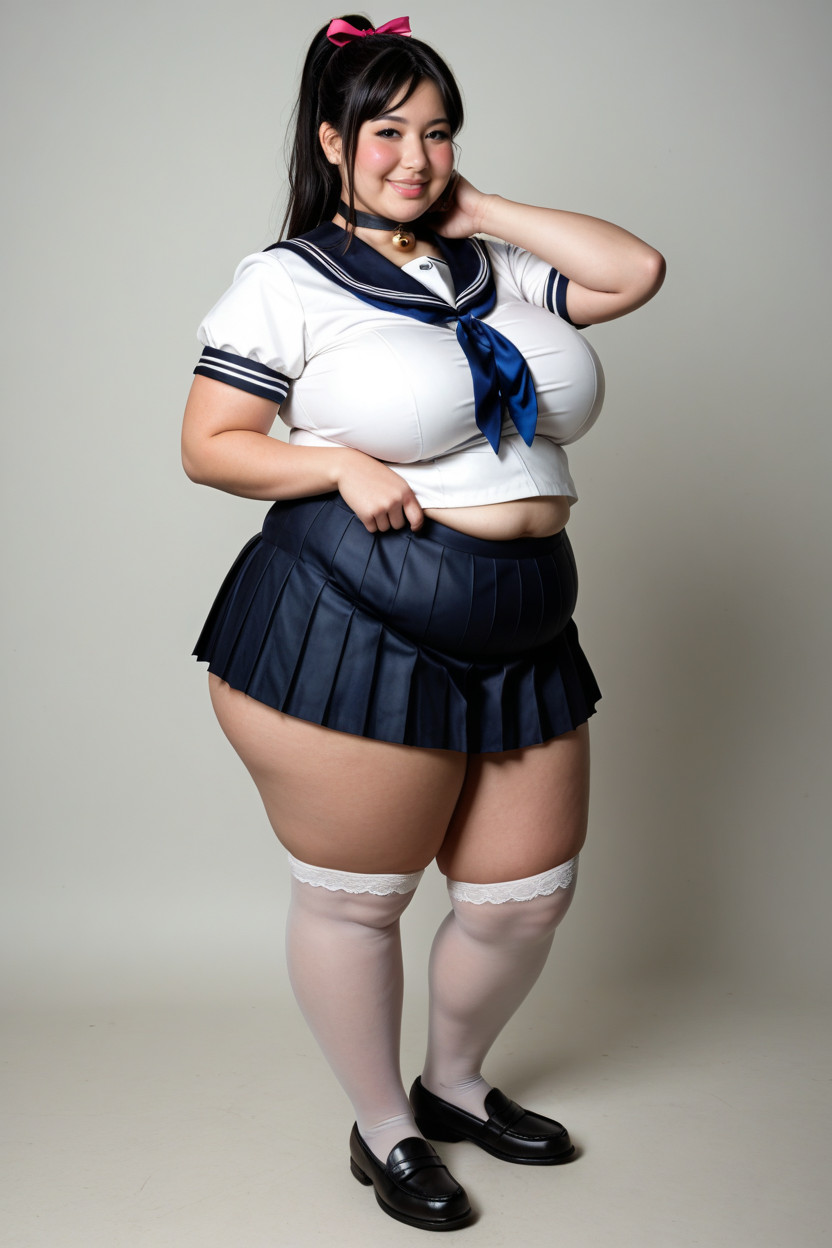 Hand On Own Shoulder, Full-face Blush, Closed Lips BBW AI Porn
