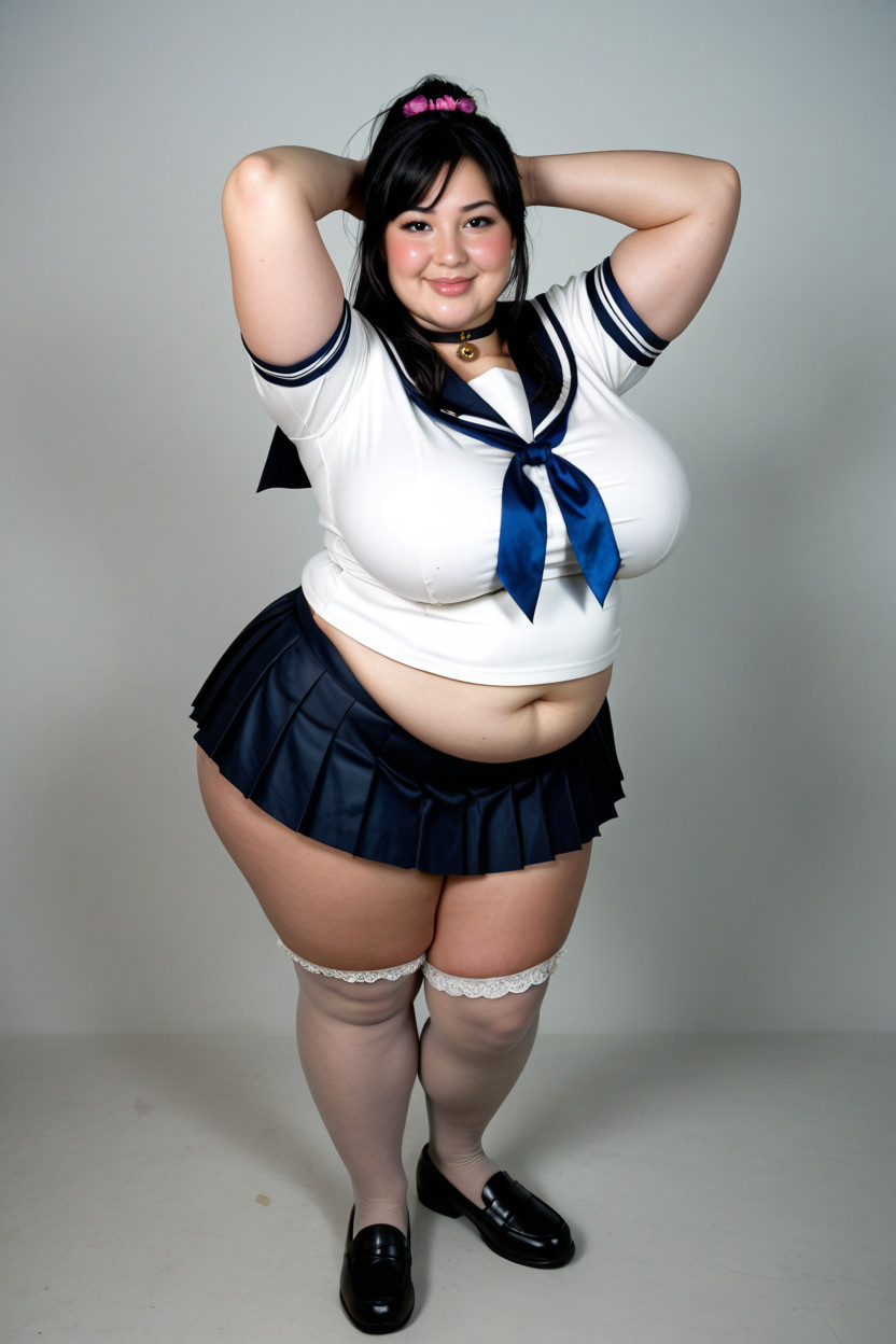 Round Puffy Face, Hair Accessory, Full-face Blush BBW AI Porn