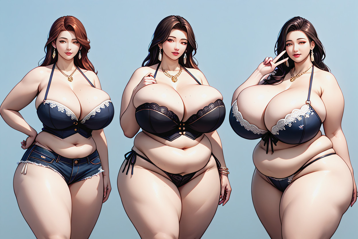 18+, She Is A Very_thick_plump_busty_fat_enlarging_voluptuous_bustier_fatter_hourglass_body Figured Asian American Woman, Thick BBW AI Porn