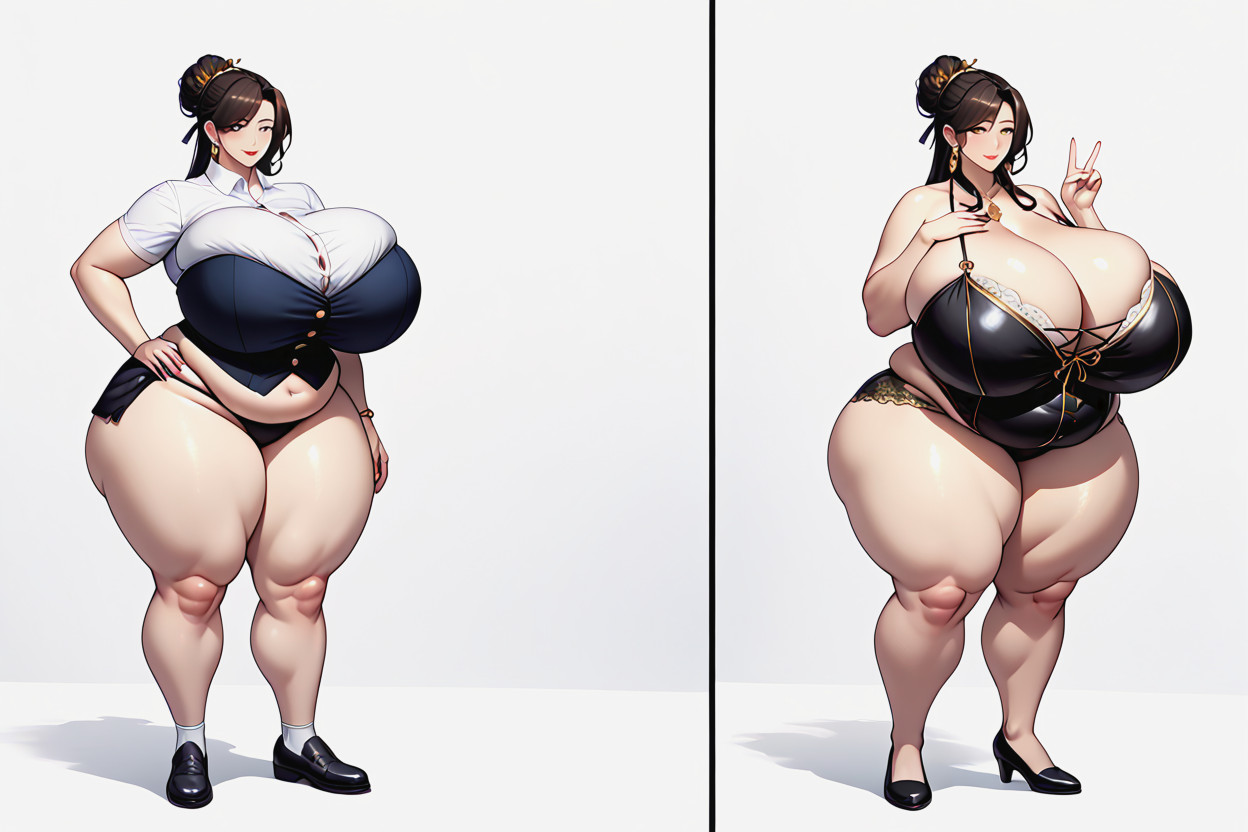 Huge Anime Proportions, Loradrastic_mega_massive_thick_fat_ass_expansion, Weight Gain BBW AI Porn