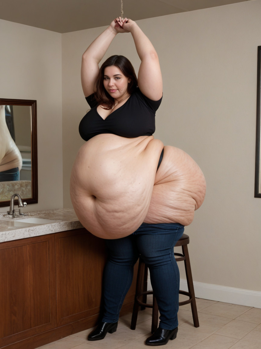 Most Of Her Weight Is In Her Bellyimpossibly Hyper Hanging Belly, 25+, Pendulous Hanging Belly BBW AI Porn