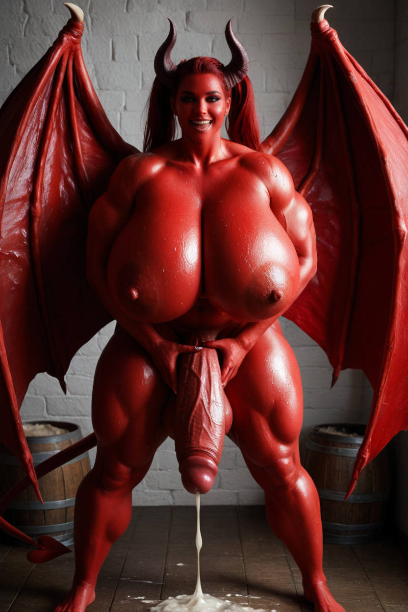 Background In Medieval Room, Cum Dripping From Body, Succubus Back Big Wings BBW AI Porn