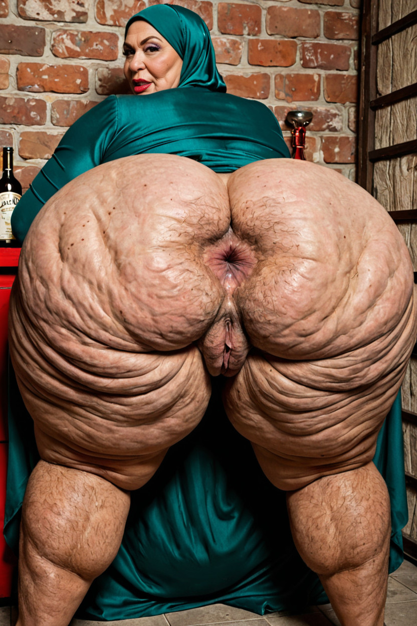 Veiny, Lite Hairy Ass, Prominent Strong Ass Cheeks BBW AI Porn