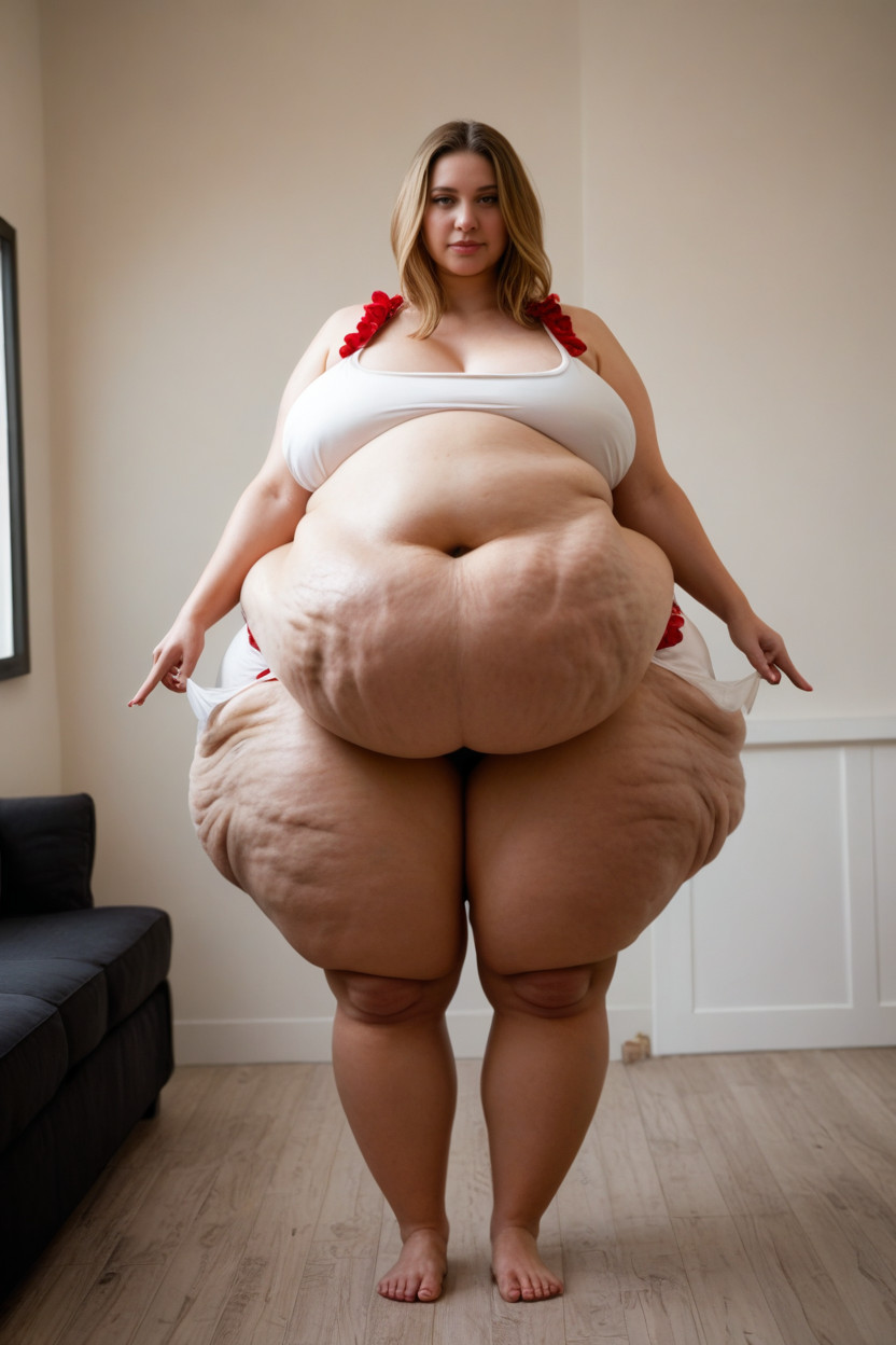 Her Belly Has A Pendulous Look To It, Morbidly Obese, Her Fat Belly Has Cottage Cheese Look BBW AI Porn