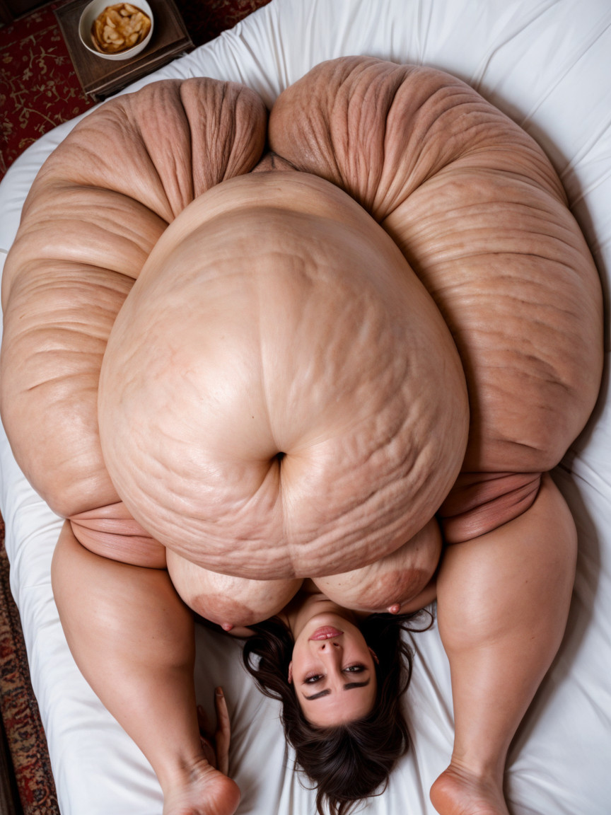 Morbidly Obese, Deep Navelhyper Deep Navel, Lying On Back BBW AI Porn