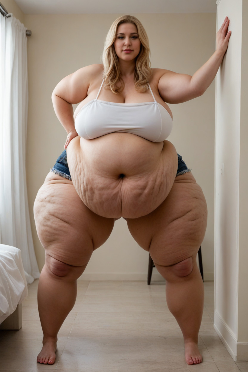 Full Body View, Morbidly Obese, Deep Navelhyper Deep Navel BBW AI Porn