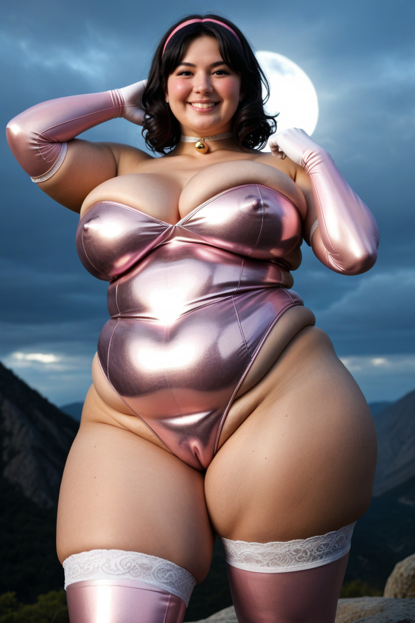 Long Gloves, Round Puffy Face, Black Hair Porno IA BBW