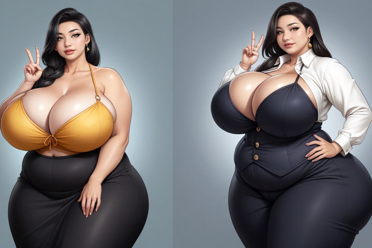 Asian, Thick Thighs, Huge Anime Proportions BBW AI Porn