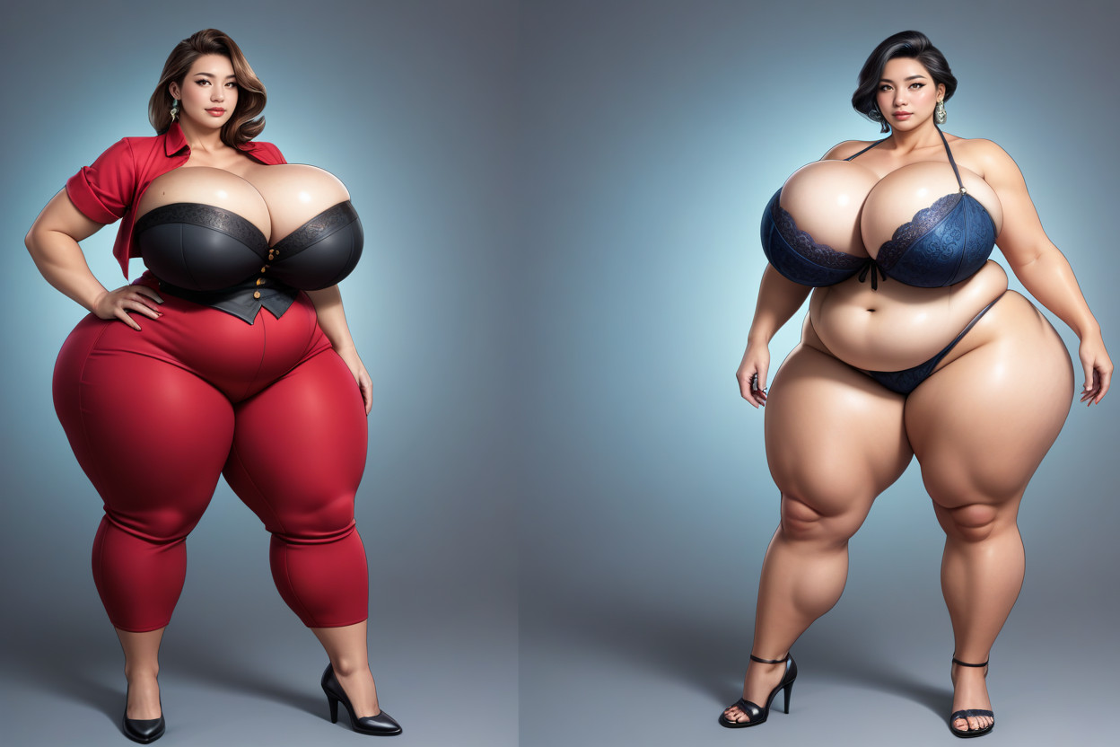 Thick, Weight Gain, Standing Up Confidently Before-and-after Her Significant Drastic Giant Breasts Expansion And Massive Weight Gain BBW AI Porn