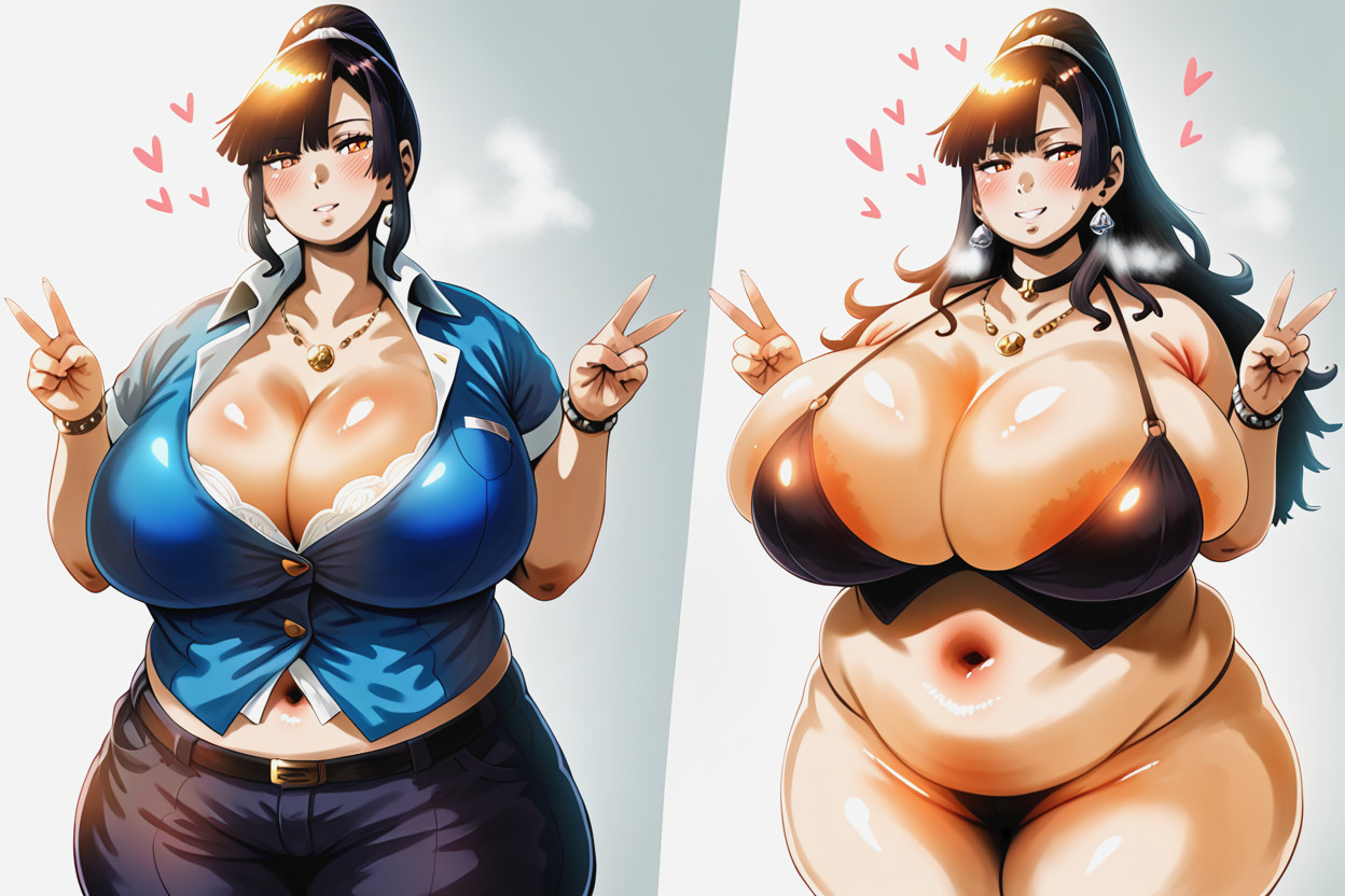 Loraperfect_immense_drastic_monumental_ultra-hyper_enlarging_fatter_mega_breast_expansion, Weight Gain, Asian BBW AI Porn
