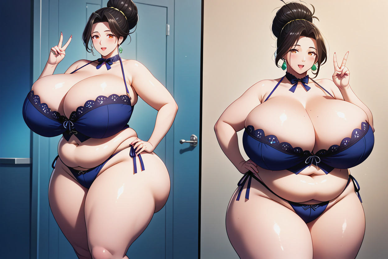 Expansion Mammaire, Standing Up Confidently Before-and-after Her Significant Drastic Giant Breasts Expansion And Massive Weight Gain, 18+ Porno IA BBW