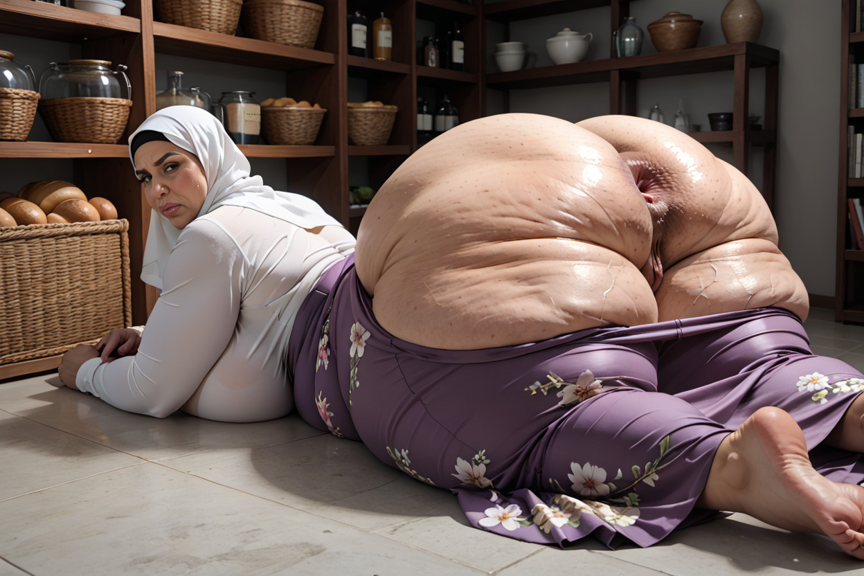 Moaning, Detailed Gape, Disproportionately Giant Folded Gaping Asshole BBW AI Porn