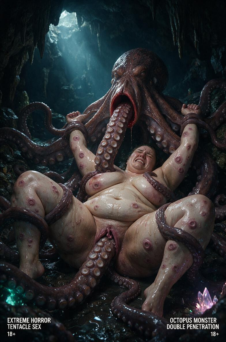 Excessive Belly Rolls, Tentacles In Her Anus, Fucked By Horror Octopus Type Monsters 豐滿AI成人