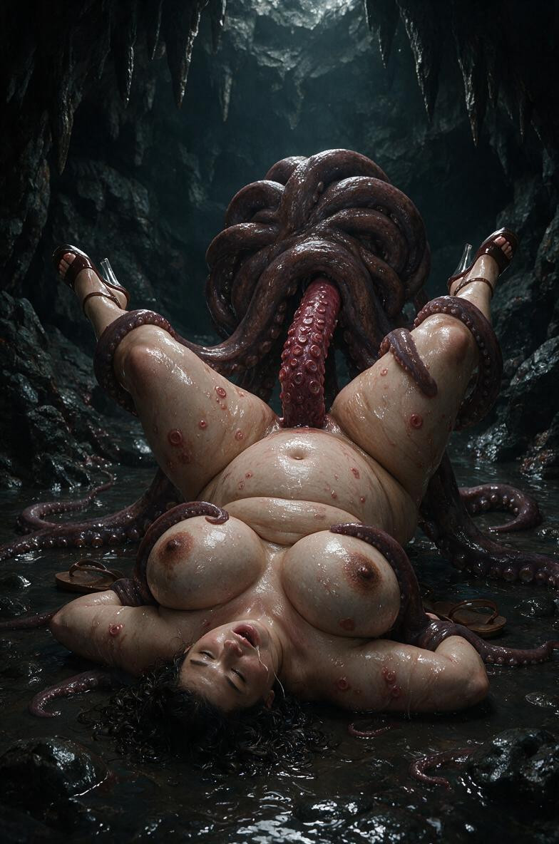 +, Tentacles Wrapped Tightly Around Breasts, 18+ 豐滿AI成人