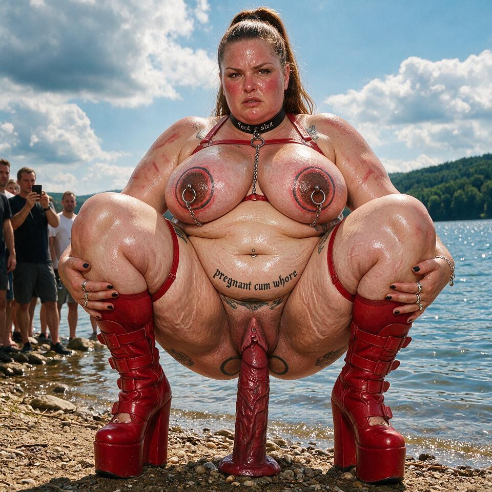 Extremely Sweaty Face, Side View, Meaty Pussy BBW AI Porn