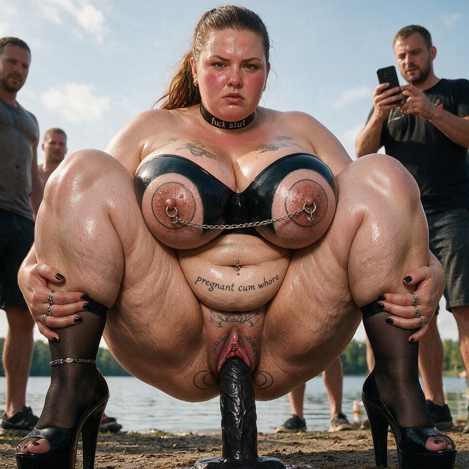 Looking At Viewer, Extremely Sweaty Face, Low Angle BBW AI Porn